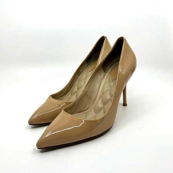 Brian Atwood Beige Patent Leather Pumps 8 US - Picture 1 of 9